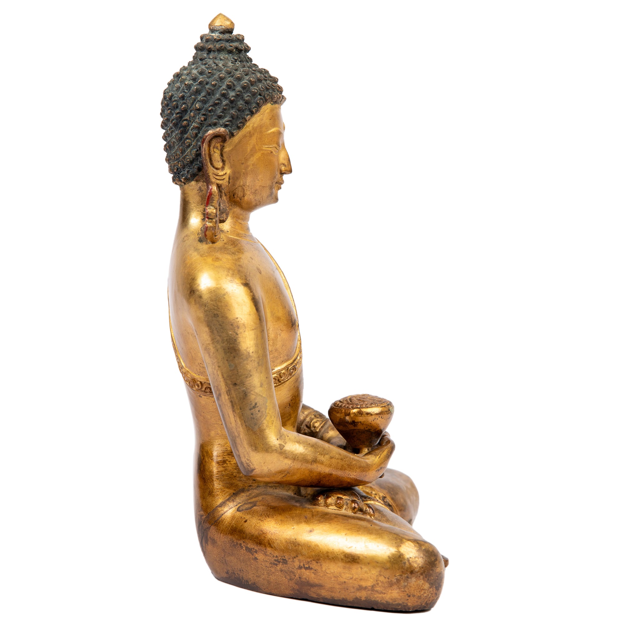 Amitabha, the Buddha of Infinite Light. Bronze statue in antique medieval style. This statue was part of the exhibition in the Patan Museum: "The Revival of Newari Woodcarving, 2024".