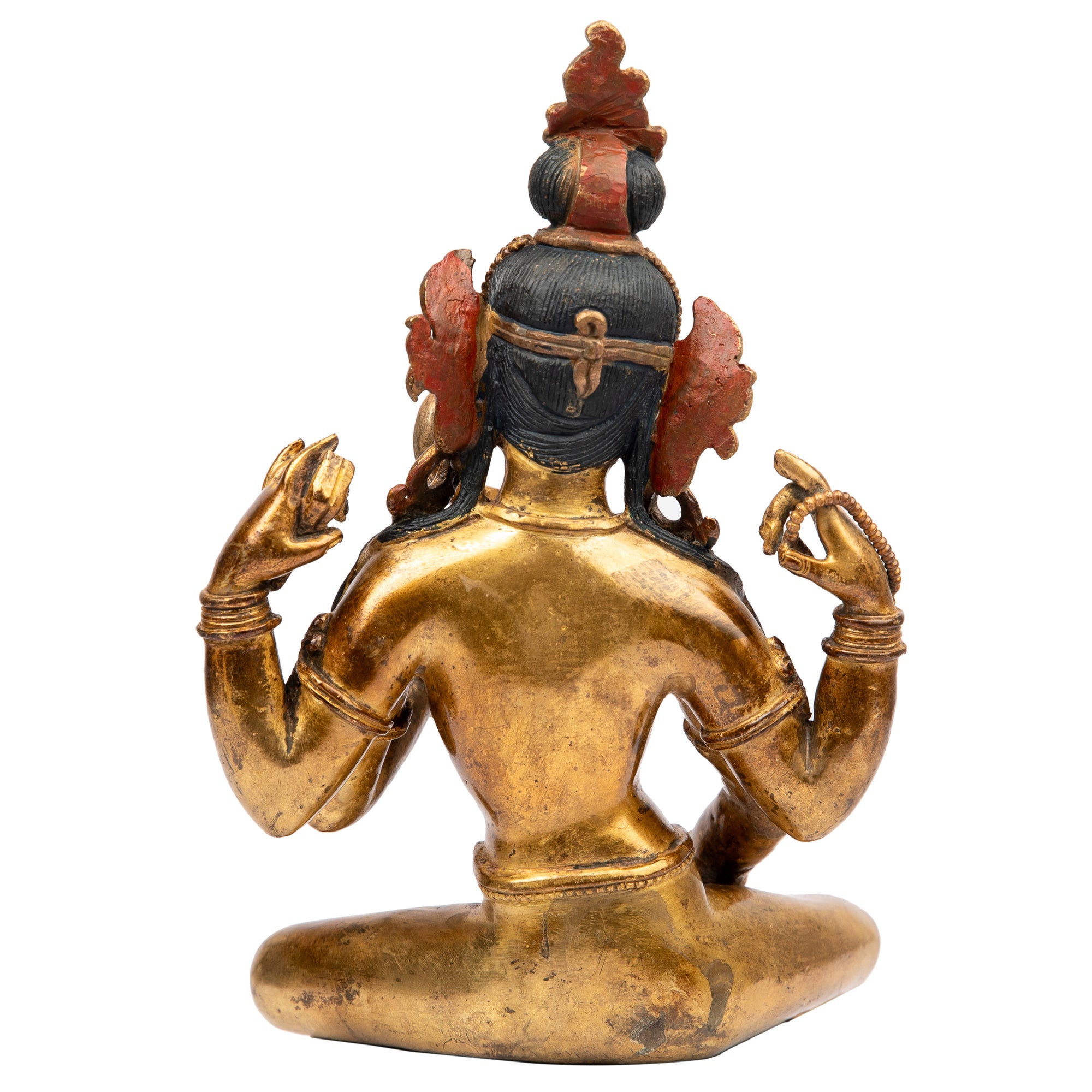 Bronze statue from Nepal in antique medieval style. Worshipped by Hindus as well as Buddhists, Saraswati is the goddess of art, knowledge, learning, wisdom and music.