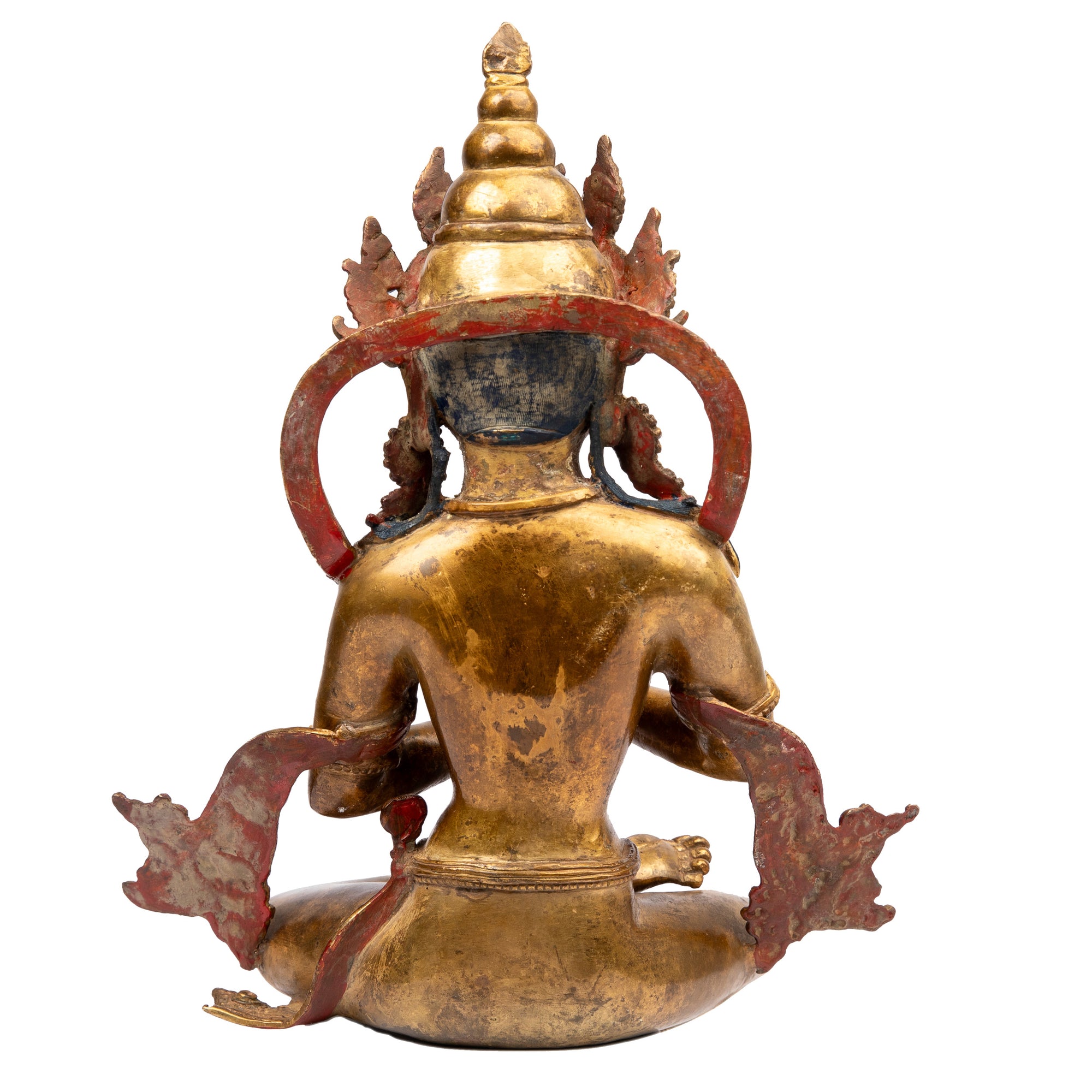 Bodhisattva in antique medieval style. Bronze from Nepal, gilded with 24 karat of gold and embellished with gem stones.