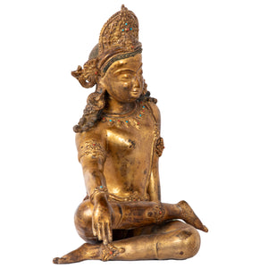 Bronze statue from Nepal, in antique medieval style. Worshipped by Hindus as well as Buddhists, Indra is the King of the gods and of their celestial realm. 
This statue was part of the exhibition in Patan Museum: "The Revival of Newari Woodcarving, 2024".