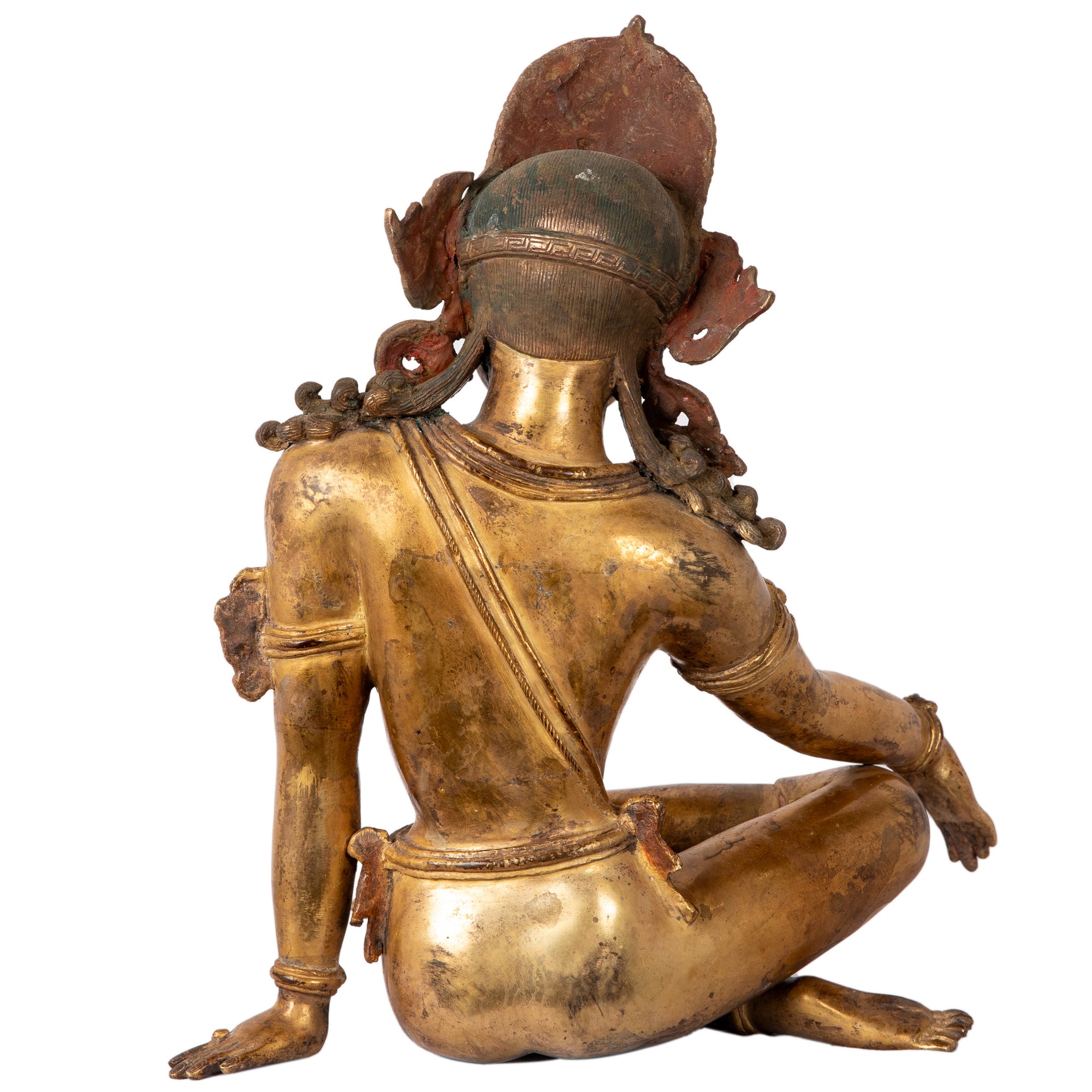 Bronze statue from Nepal, in antique medieval style. Worshipped by Hindus as well as Buddhists, Indra is the King of the gods and of their celestial realm. 
This statue was part of the exhibition in Patan Museum: "The Revival of Newari Woodcarving, 2024".