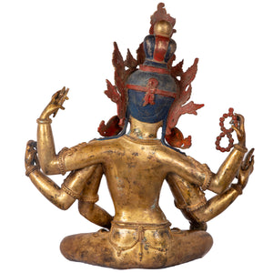 Bronze statue in antique medieval style. Buddhist goddess of prosperity, Basundhara (whose name means “Bearer of Treasure”) is associated with material and spiritual abundance. This statue was part of the exhibition in the Patan Museum: "The Revival of Newari Woodcarving, 2024".
