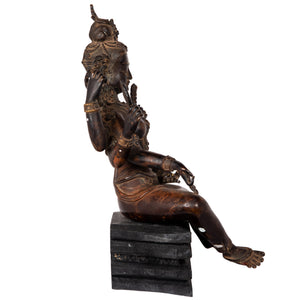 Bronze statue in antique medieval style. Buddhist goddess of prosperity, Basundhara (whose name means “Bearer of Treasure”) is associated with material and spiritual abundance. This statue was part of the exhibition in the Patan Museum: "The Revival of Newari Woodcarving, 2024".