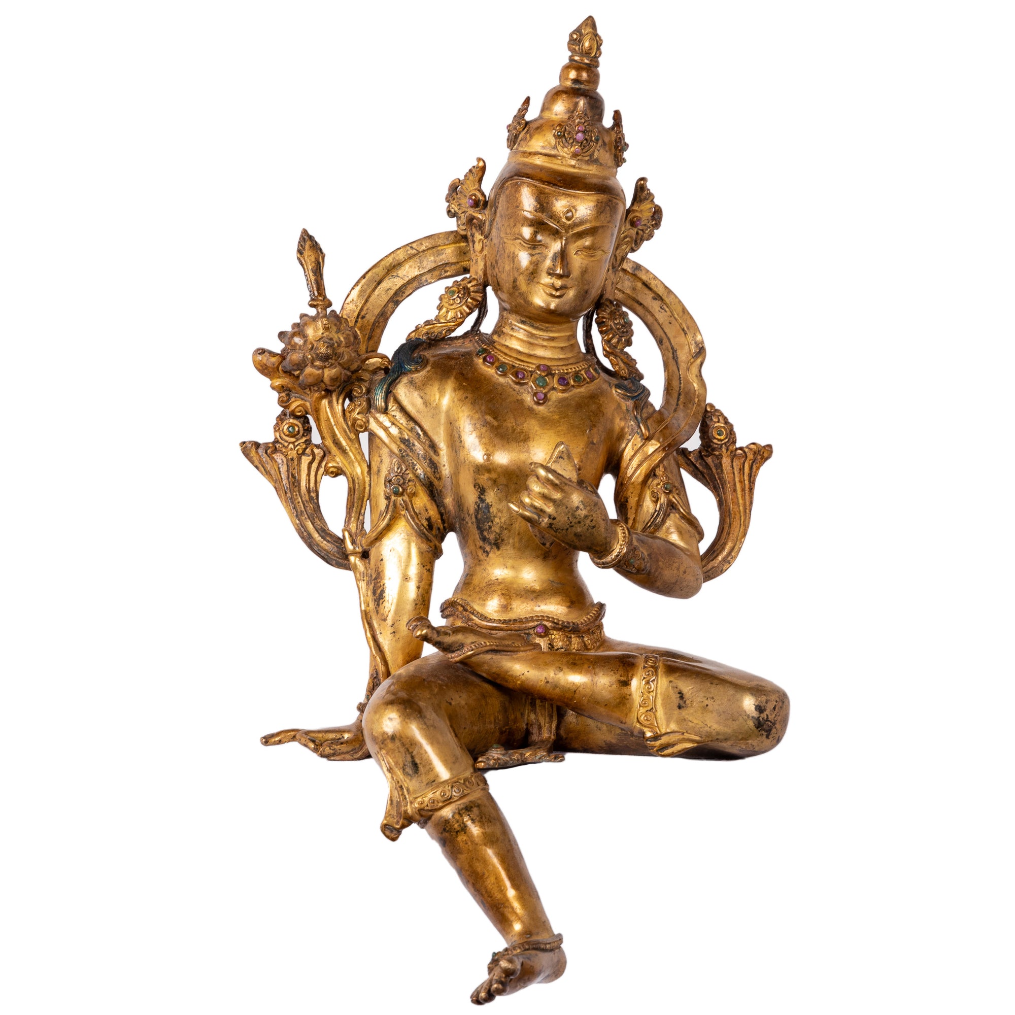 Manjushree. Bronze statue from Nepal, in antique medieval style. This statue was part of the exhibition in Patan Museum: "The Revival of Newari Woodcarving, 2024."