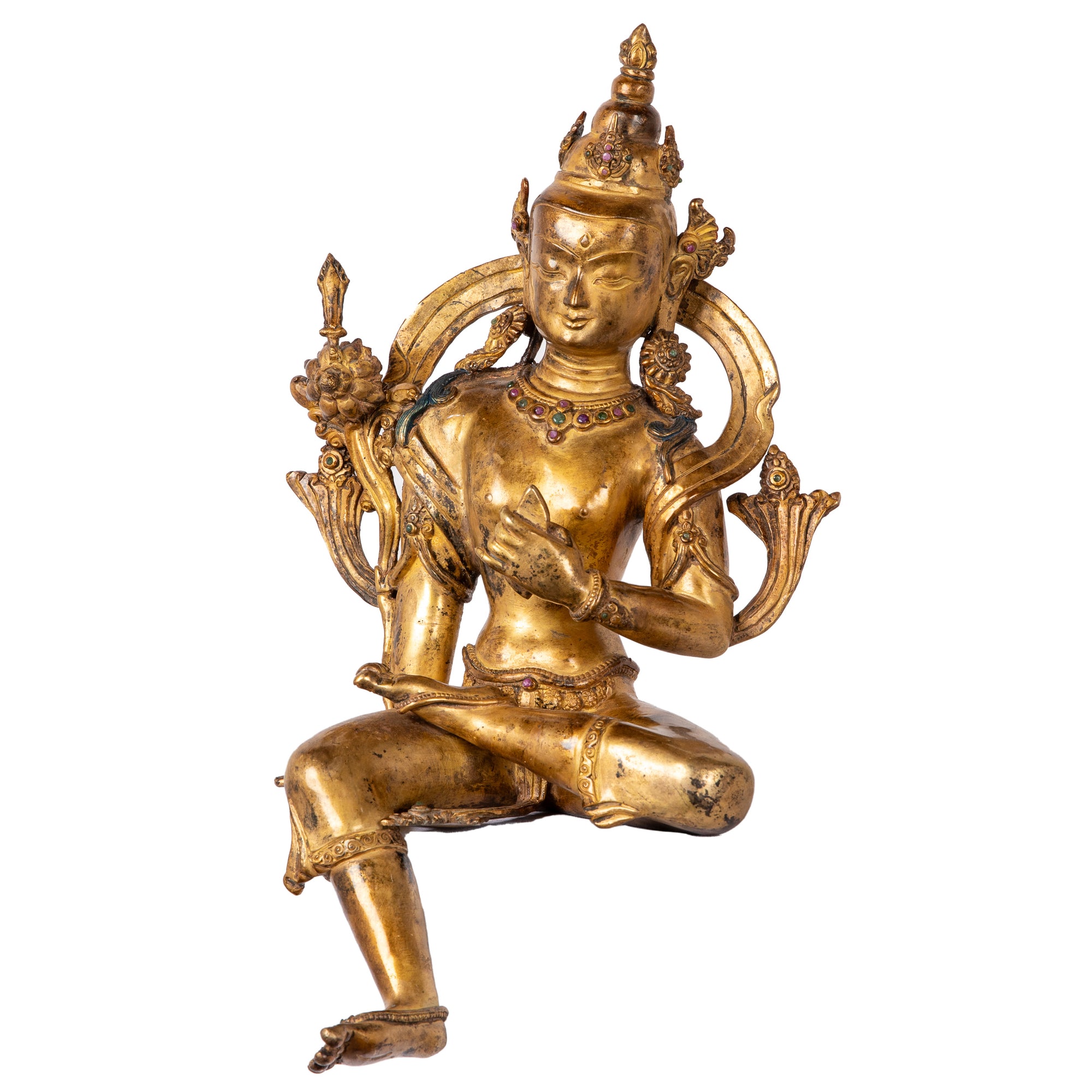 Manjushree. Bronze statue from Nepal, in antique medieval style. This statue was part of the exhibition in Patan Museum: "The Revival of Newari Woodcarving, 2024."