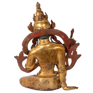 Manjushree. Bronze statue from Nepal, in antique medieval style. This statue was part of the exhibition in Patan Museum: "The Revival of Newari Woodcarving, 2024."