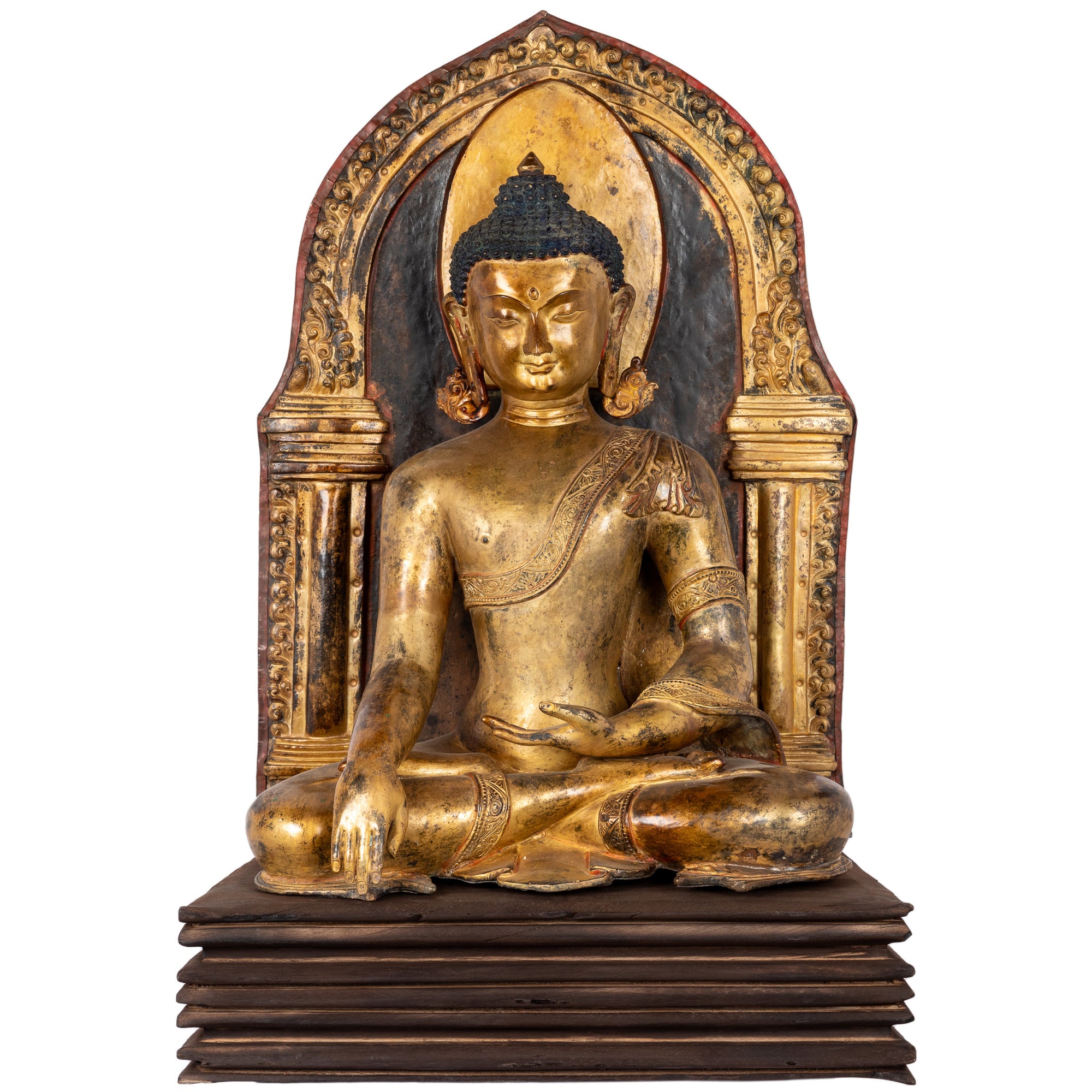 Shakyamuni Buddha. Bronze statue from Nepal in antique medieval style. This statue was part of the exhibition "The Revival of Newari Woodcarving" in Patan Museum, 2024.