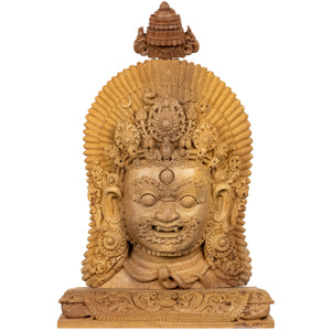 Bhairav is a wrathful manifestation of the god Shiva. He is one of the main deity worshipped by the Newars of the Kathmandu Valley (Hindus as well as Buddhists). This statue was part of the exhibition in the Patan Museum: "The Revival of Newari Woodcarving, 2024".

