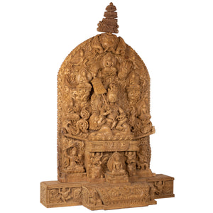 Woodcarving from Bungmati, Nepal.
Jambhala is a deity invoked for material and spiritual wealth. As a wrathful emanation of Avalokiteshwara, the Buddha of Compassion, he protects all beings from harmful and negative actions.This statue was part of the exhibition in the Patan Museum: "The Revival of Newari Woodcarving, 2024".