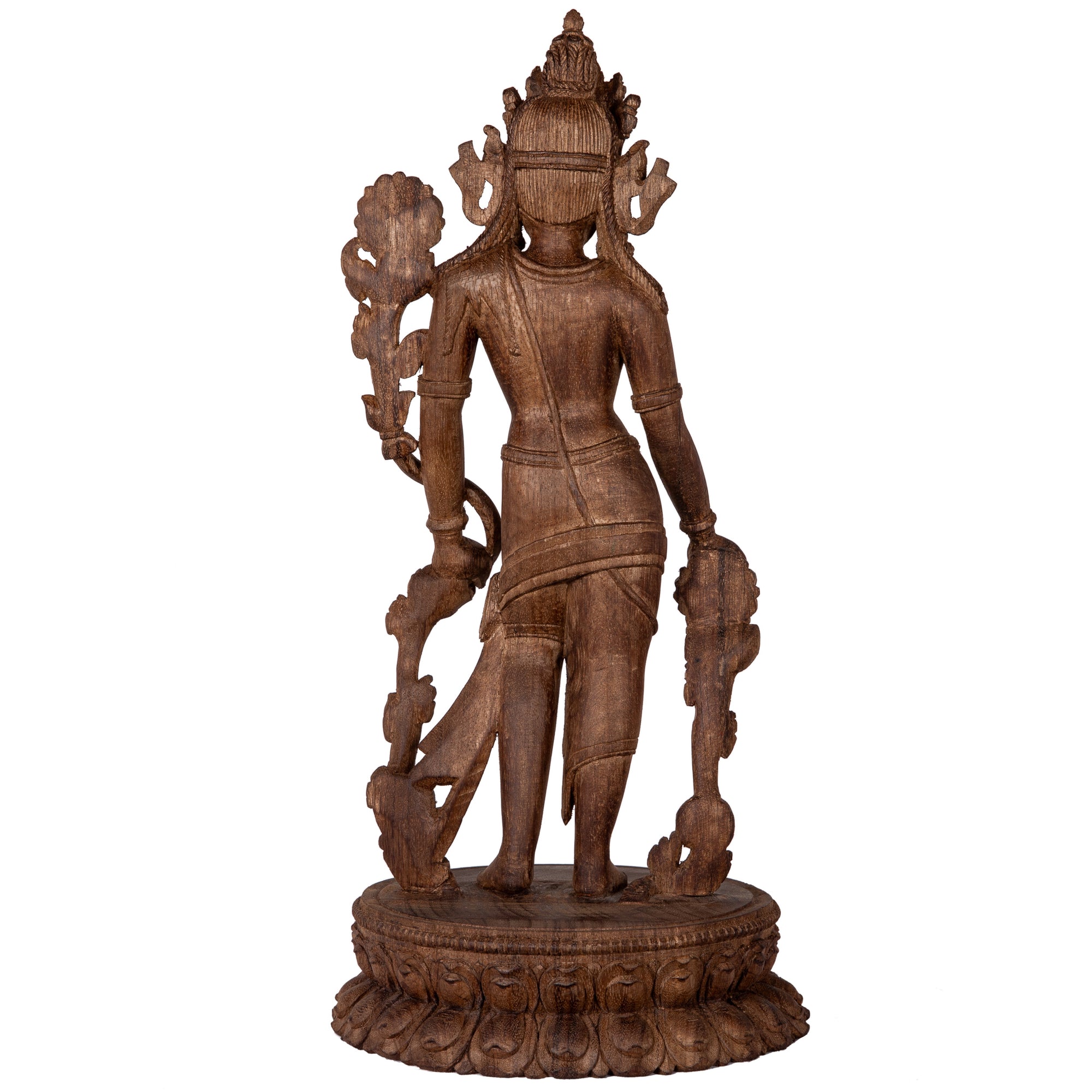 Woodcarving from Bhaktapur, Nepal. Padmapani (“The Lotus-Bearer”)  is an emanation of Avalokiteshwara, the Boddhisattva of Compassion. This statue was part of the exhibition in the Patan Museum: "The Revival of Newari Woodcarving, 2024".