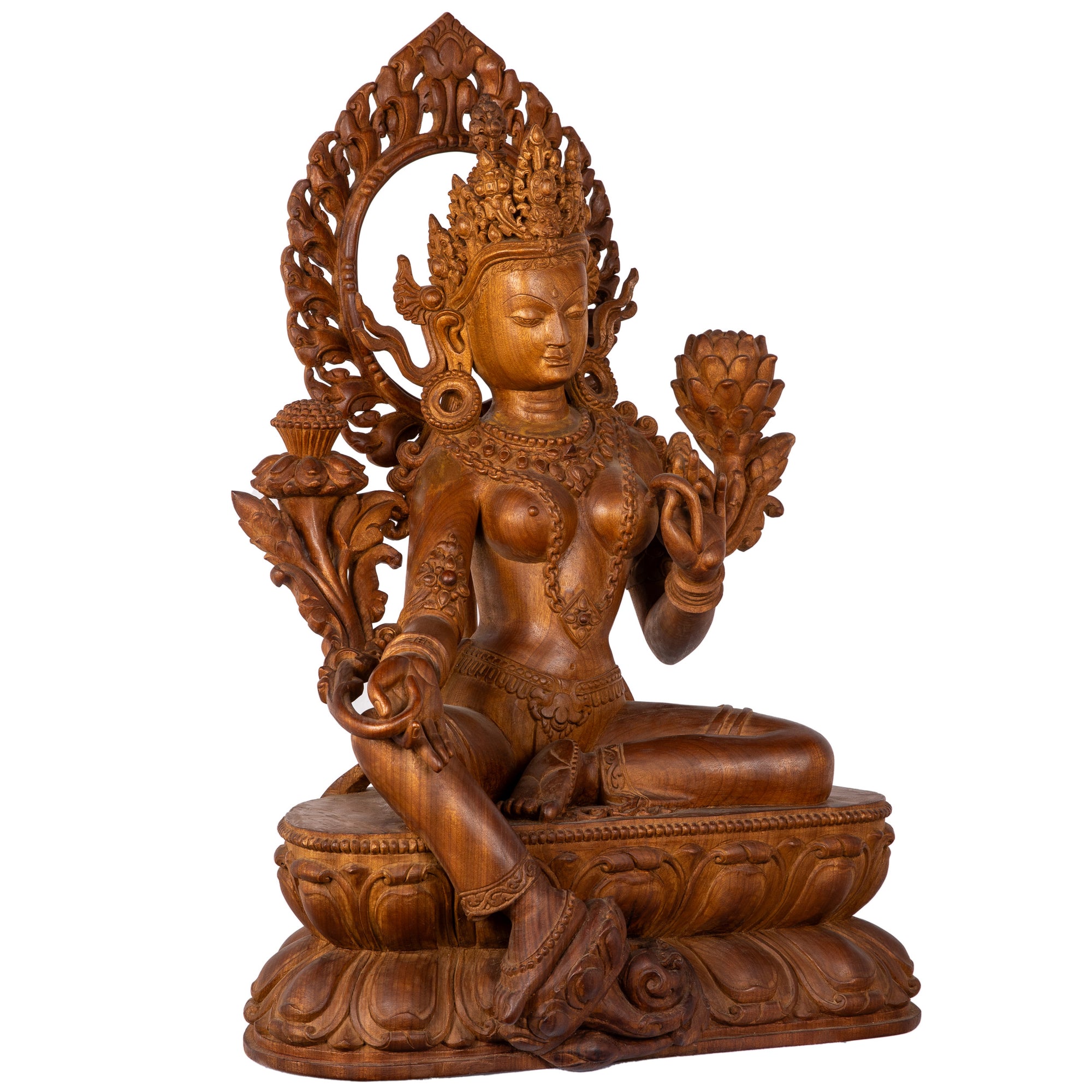 Woodcarving from Bungamati, Nepal. Tara is one of the most important figures in Buddhism. She is a representation of the female aspect of Avalokiteshvara, the Buddha of Compassion. This statue was part of the exhibition in the Patan Museum: "The Revival of Newari Woodcarving, 2024".