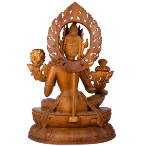 Woodcarving from Bungamati, Nepal. Tara is one of the most important figures in Buddhism. She is a representation of the female aspect of Avalokiteshvara, the Buddha of Compassion. This statue was part of the exhibition in the Patan Museum: "The Revival of Newari Woodcarving, 2024".