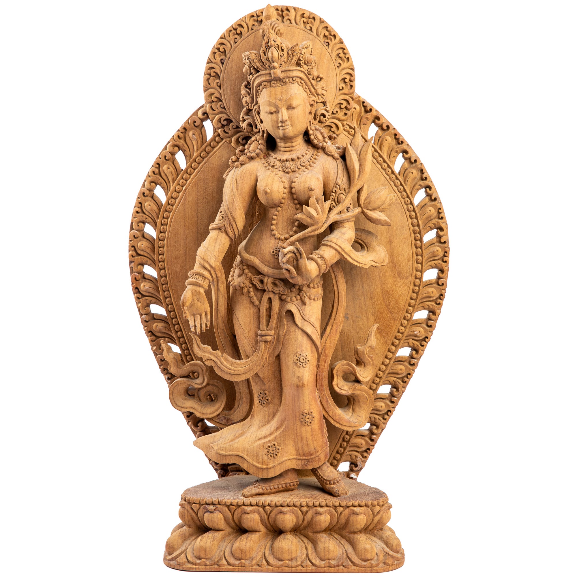 Nepal Academy of Fine Arts Special Awards 2023. Woodcarving from Bhaktapur, Nepal. 
Tara is one of the most important figures in Buddhism. She is a representation of the female aspect of Avalokiteshvara, the Buddha of Compassion. This statue was part of the exhibition in the Patan Museum: "The Revival of Newari Woodcarving, 2024".