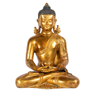 Amitabha Buddha gilt bronze statue 22 cm 1.51 kg Nepal front view Himalayart