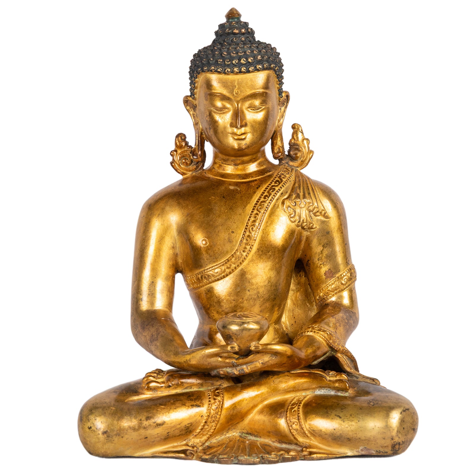 Amitabha Buddha gilt bronze statue 22 cm 1.575 kg Nepal front view Himalayart