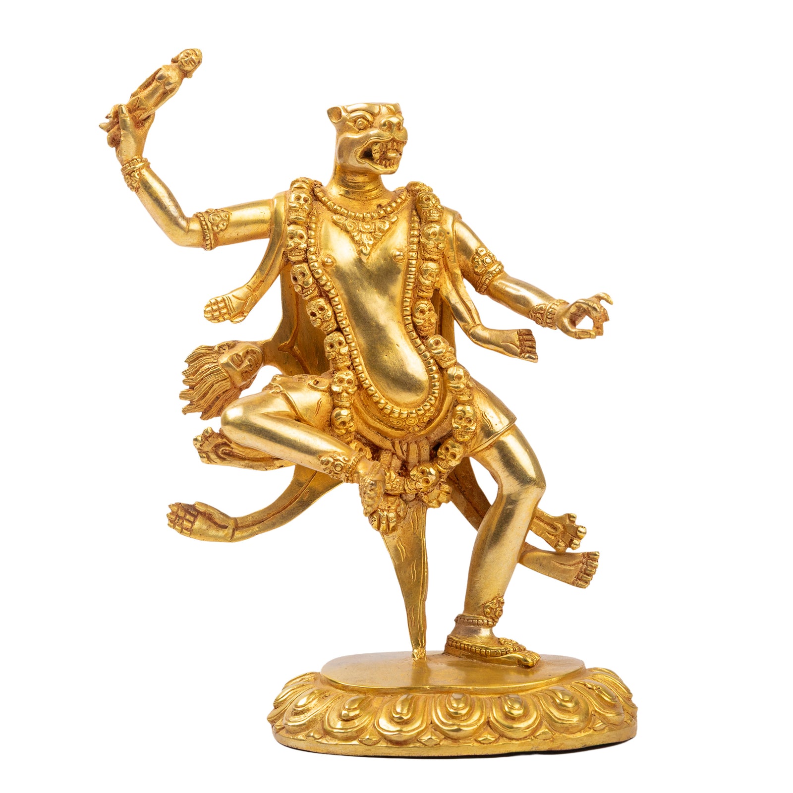 Animal-headed dakini gilt bronze Bardo deity Nepal front view Himalayart