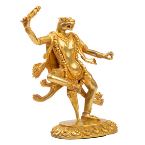 
Animal-headed dakini wrathful deity gilt bronze Nepal right side view Himalayart