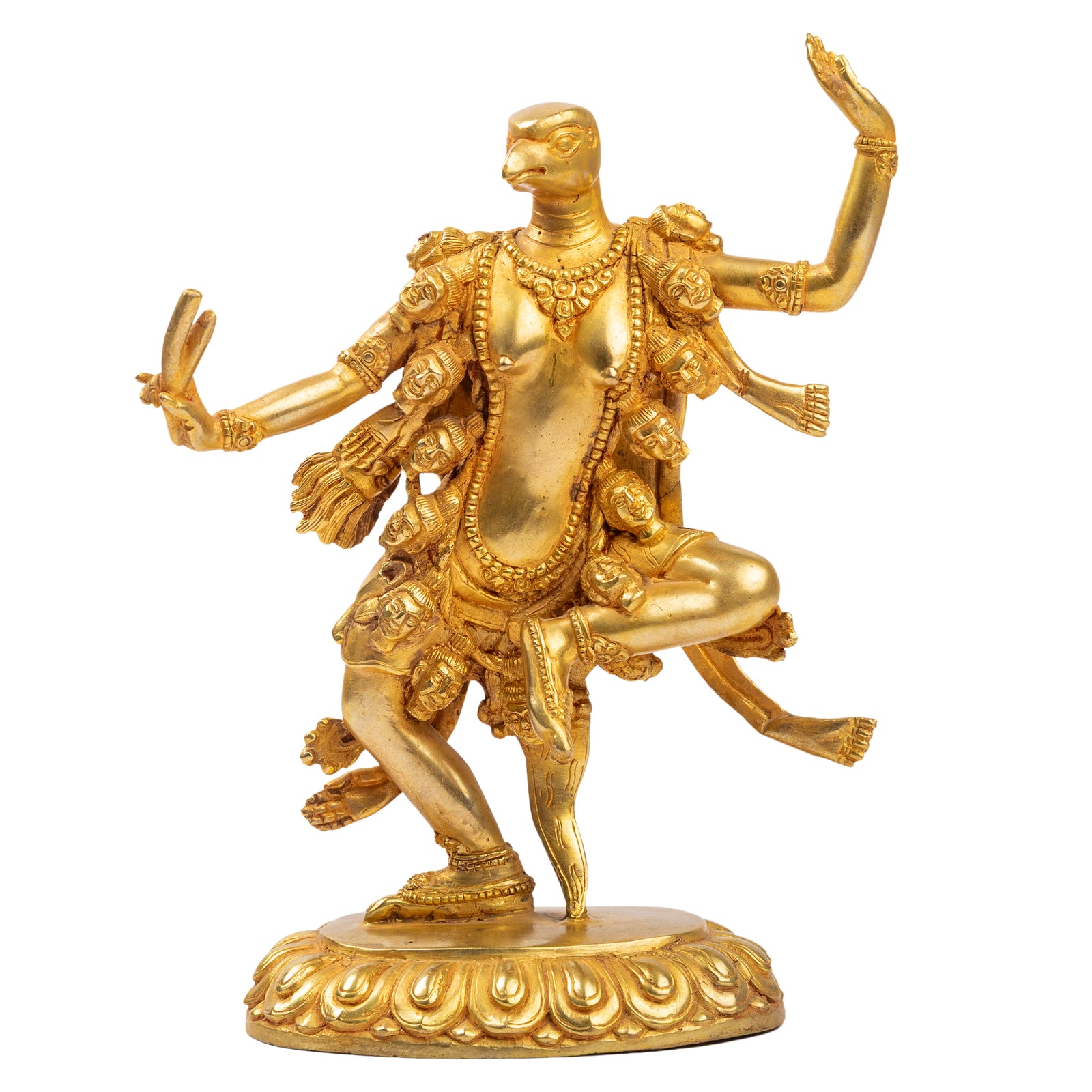 Rare animal-headed dakini bird head gilt bronze Bardo deity Nepal Himalayart