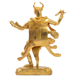 Animal-headed dakini horned Bardo sculpture gilt bronze Nepal back view Himalayart