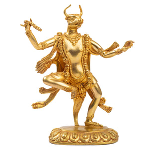 Rare animal-headed dakini horned head gilt bronze Bardo deity Nepal Himalayart