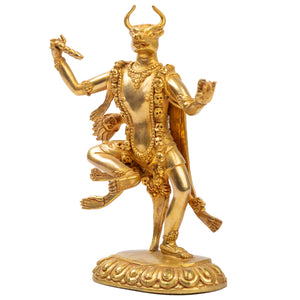 Animal-headed dakini horned head bronze sculpture Bardo tradition Nepal left view Himalayart