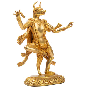 Animal-headed dakini horned wrathful deity gilt bronze Nepal right view Himalayart