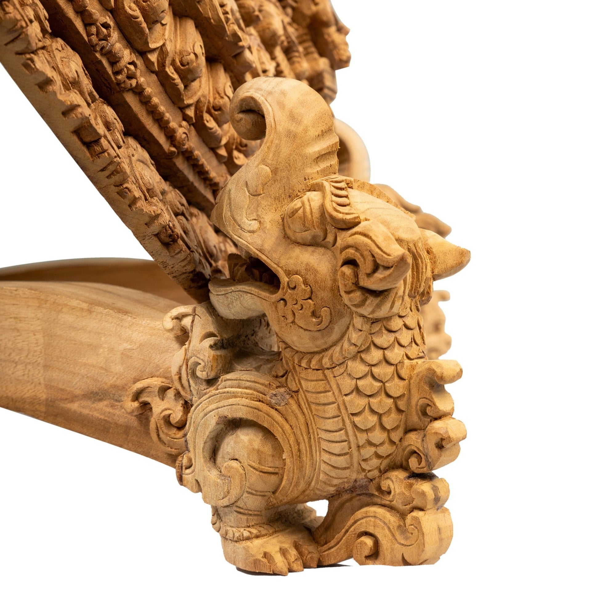 Basundhara Mandala with Makara Stand – traditional wood carving handcrafted in Patan, Nepal from magnolia wood by Newar master artisans – Himalay’Art, Himalayan art.