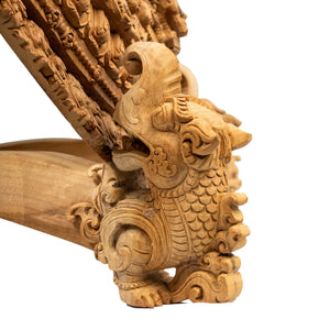 Basundhara Mandala with Makara Stand – traditional wood carving handcrafted in Patan, Nepal from magnolia wood by Newar master artisans – Himalay’Art, Himalayan art.