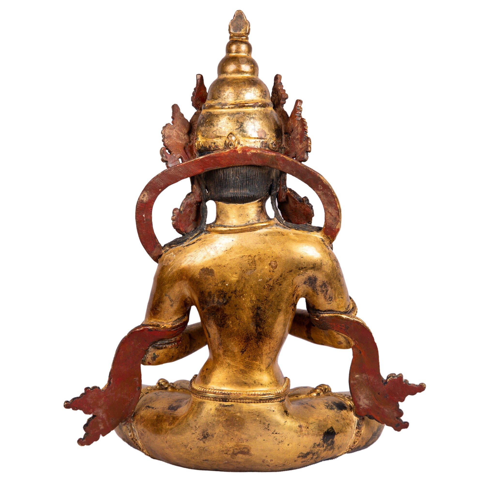 Bodhisattva bronze statue — back view.