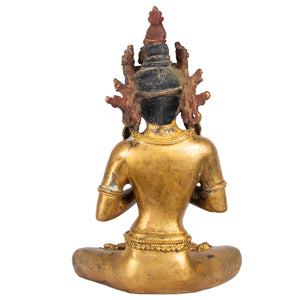 Crowned Bodhisattva gilt bronze statue Nepal 20 cm 1.05 kg back view Himalayart