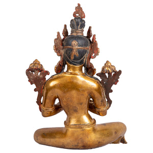 Back view of Green Tara bronze statue — Patan, Nepal.