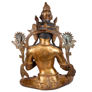 Green Tara bronze statue — back view.