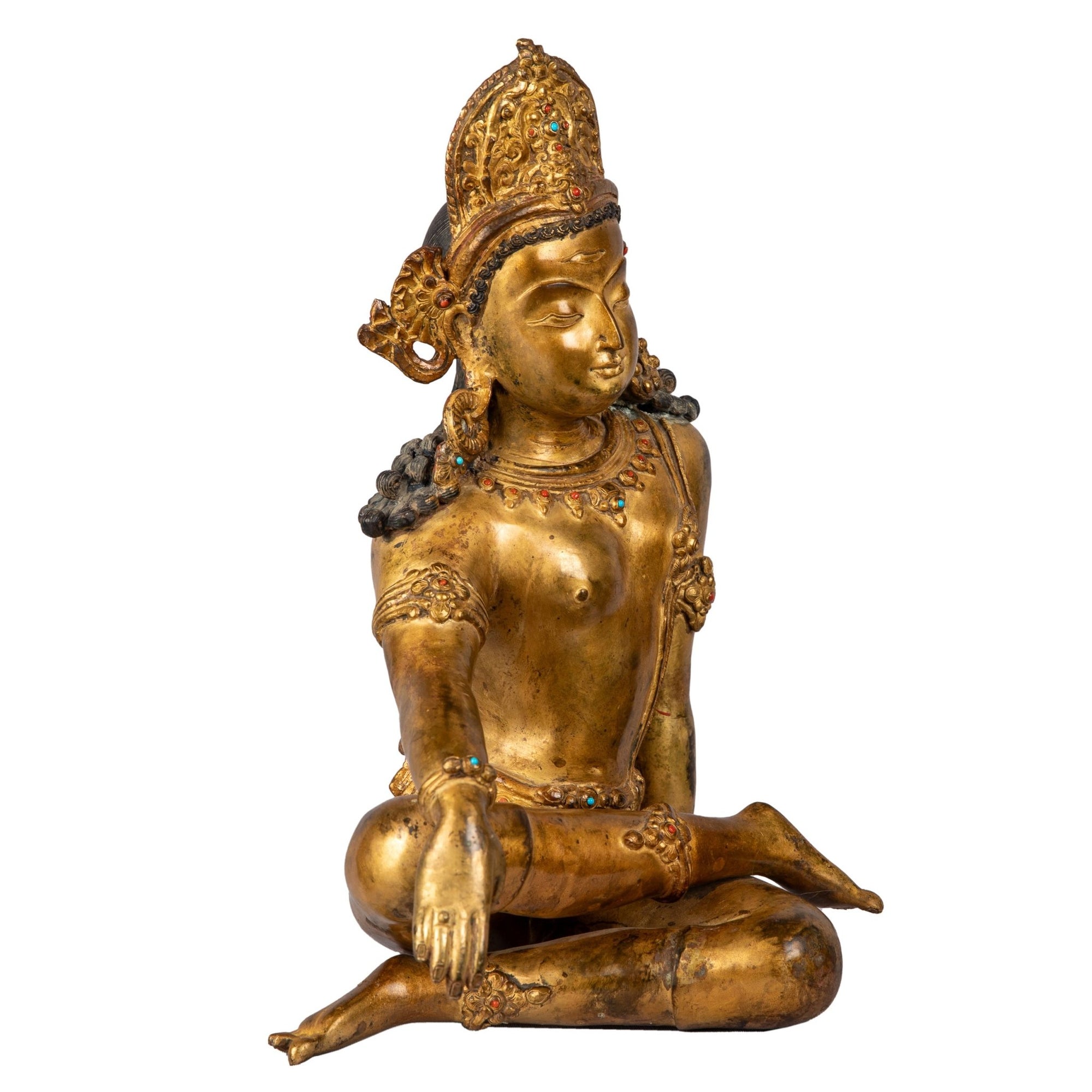 Right side view highlighting graceful contours and balanced seated pose.