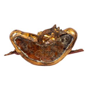 Bottom view of the Manjushree bronze statue — showing the sealed base used for consecration rituals and authenticity.