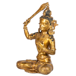 Manjushri bronze statue right side wisdom sword Himalayan art