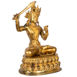 Manjushri Bodhisattva gilt bronze statue 33 cm 4.145 kg right side Himalayart