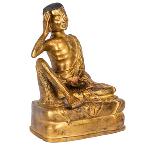 Milarepa bronze statue left side Himalayan yogi ascetic figure