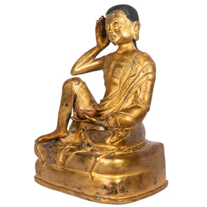 Milarepa bronze statue right side Tibetan yogi Himalayan sculpture