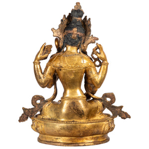 Saraswati gilt bronze statue Nepal 24 cm 2.6 kg back view Himalayart