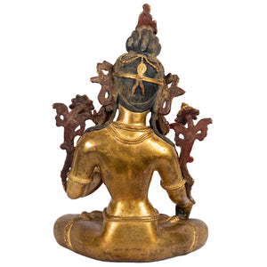 White Tara statue Nepal Kathmandu Valley gilt bronze back view HimalayArt