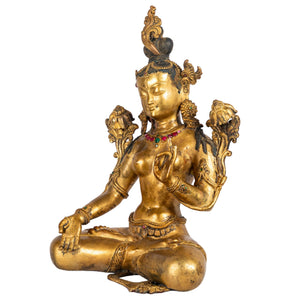 White Tara bronze statue Nepal left view Himalayart