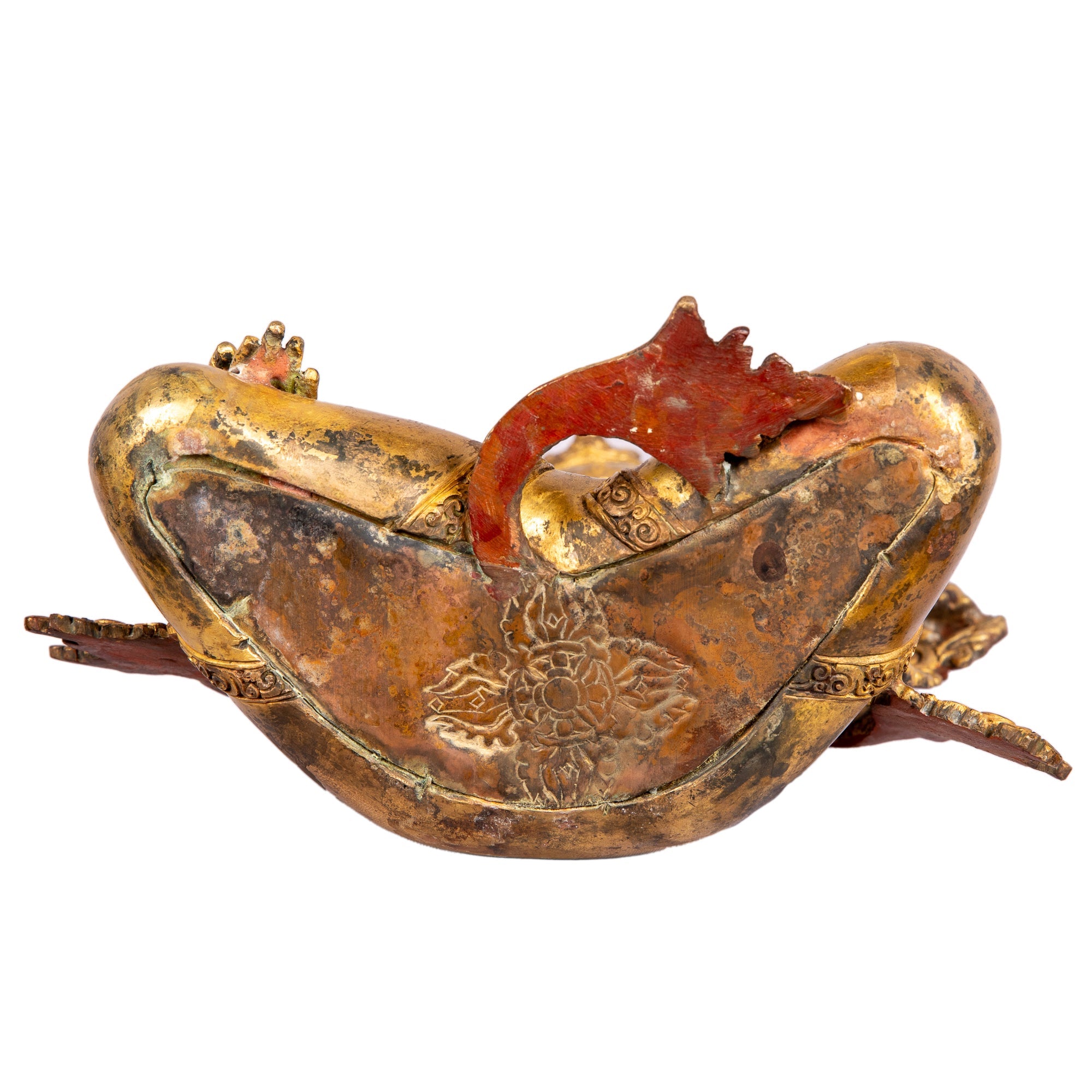 Bottom view of white Tara bronze statue — sealed base for consecration and authenticity.